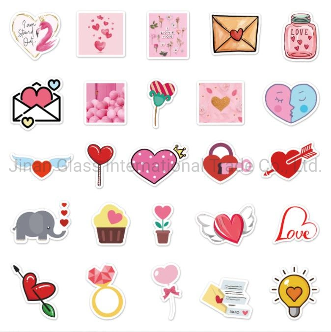 50 Sweet Valentinstag Cartoon ins Style Notizbuch Personalisierte Hand Konto Koffer Kühlschrank Handy Creative Sticker