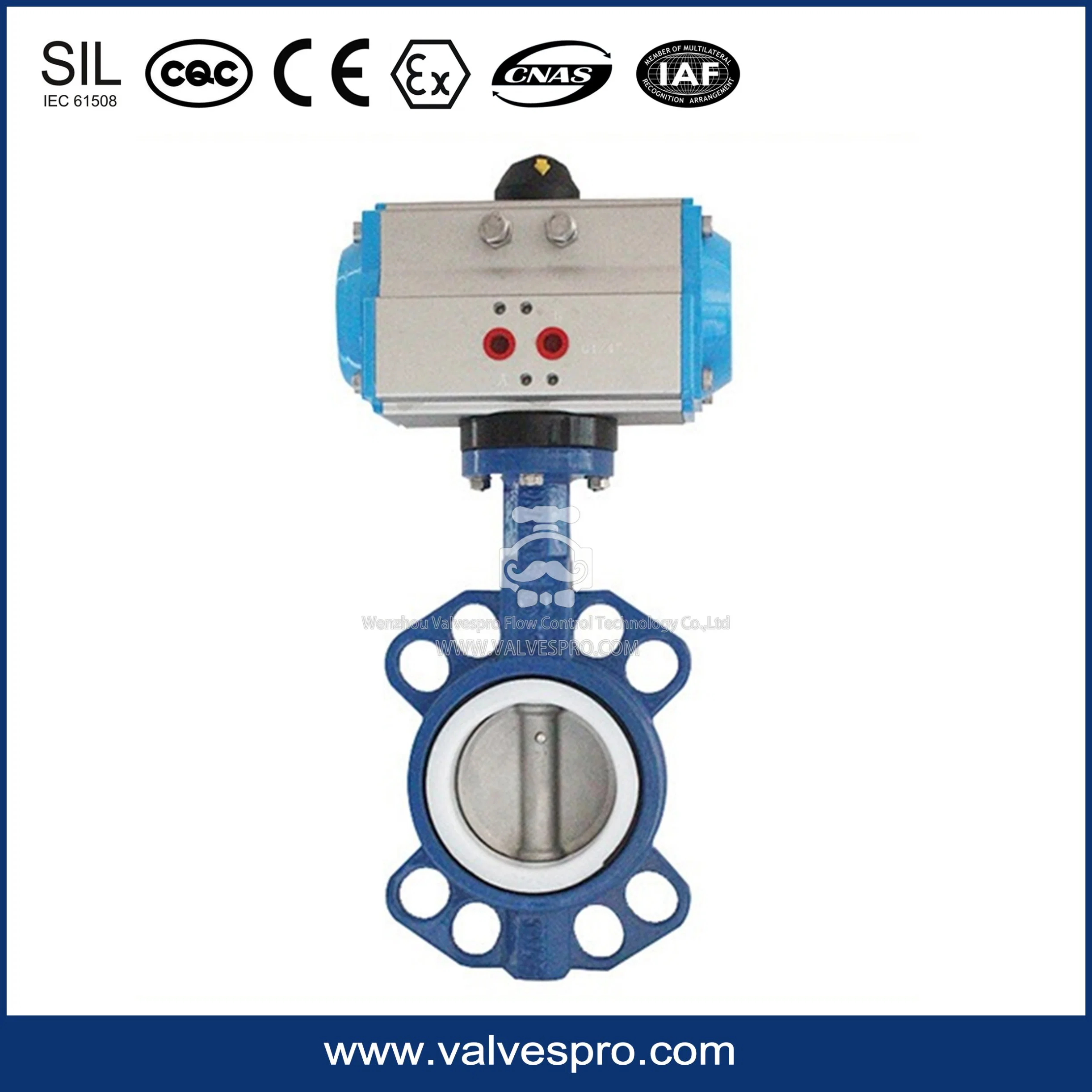 D671f-16p Pneumatic flúor Válvula de Mariposa Tipo Wafer con acero inoxidable