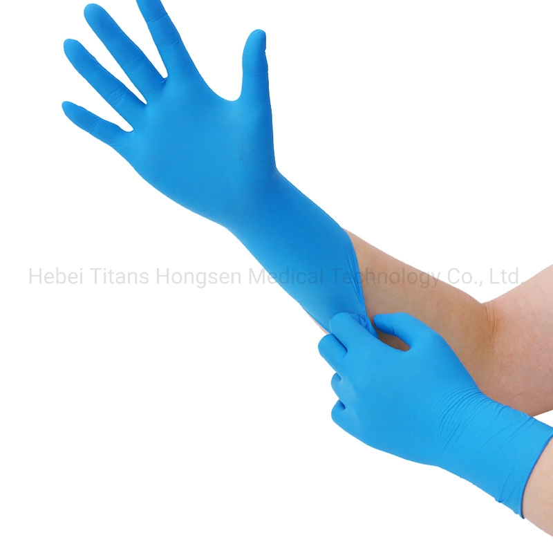 100% Pure Nitrile Gloves Safety Examination Gloves Blue Dental Gloves