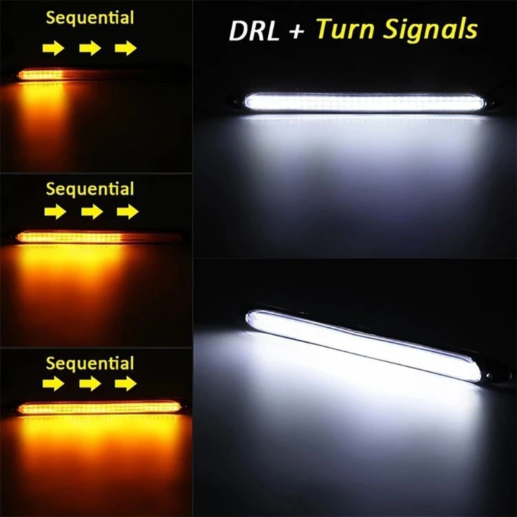 Faixa de luzes LED de luzes de condução diurna (DRL) da grelha dianteira automática com fluxo âmbar Luzes de condução diurna (DRL) à prova de água, com decoração de sinais de mudança de direção para o automóvel, com sistema de Lâmpada