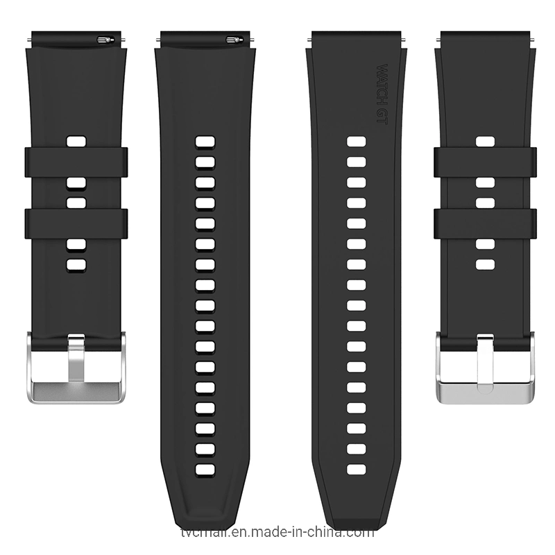 for Samsung Watch Heart-S/Heart-L/Galaxy Watch 4 40mm/44mm Silicone Watch Band 20mm Smart Watch Wrist Strap with Silver Steel Buckle - Black