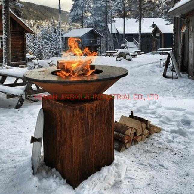 Outdoor Portable Corten Metal BBQ Fire Pit with Grill