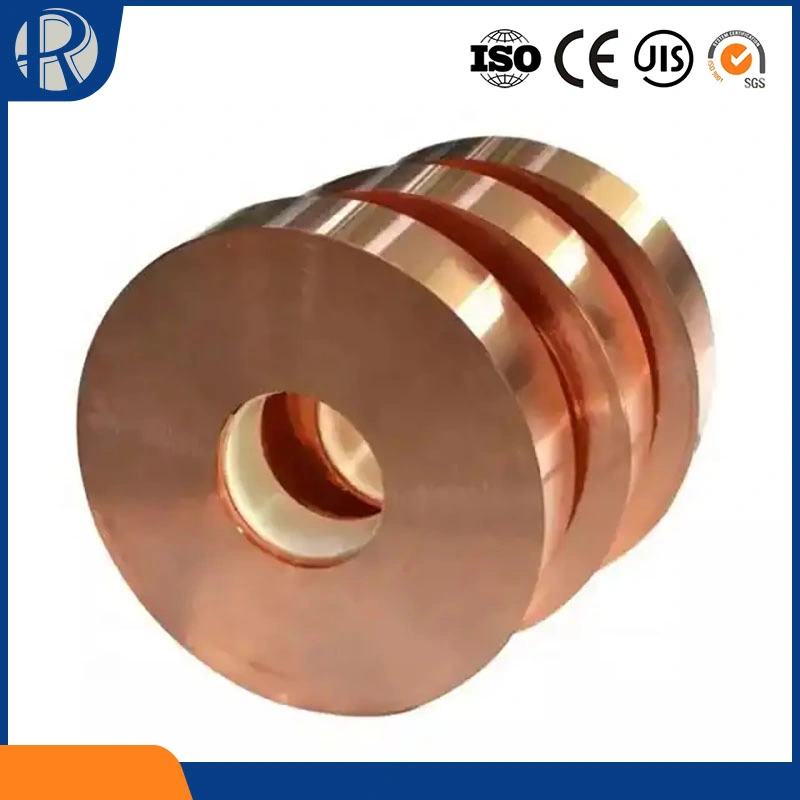 Copper Coil Sheet Strip Coil Roll Red Copper Plain Foil Tu1, Tu0, Tu2, Tp1 Electronic Non-Alloy Red Coppery Soft Hard