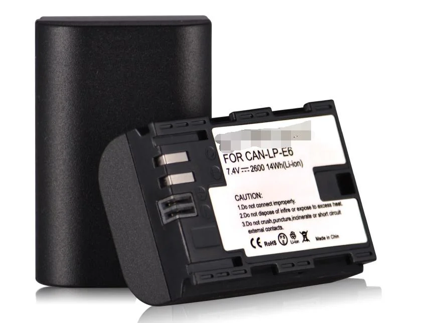 Para la batería de ion-litio recargable LP-E6 de Canon Camera Battery 2600mAh