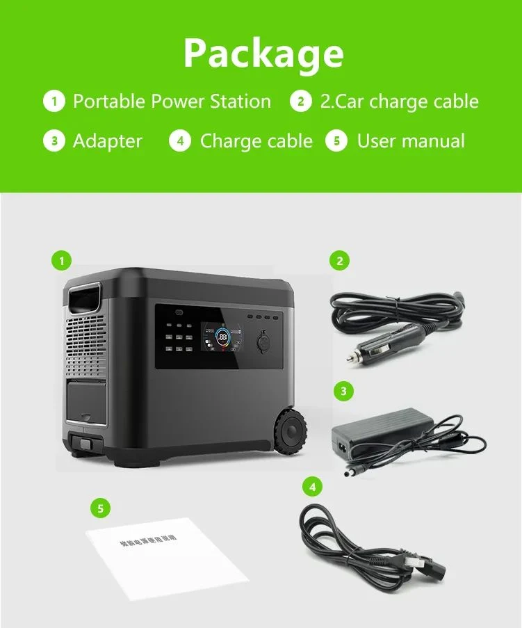 Système d'énergie solaire mobile Batterie au lithium d'amarrage générateur portatif 2500W 220V au lithium-ion de plein air USB Onde sinusoïdale pure MPPT