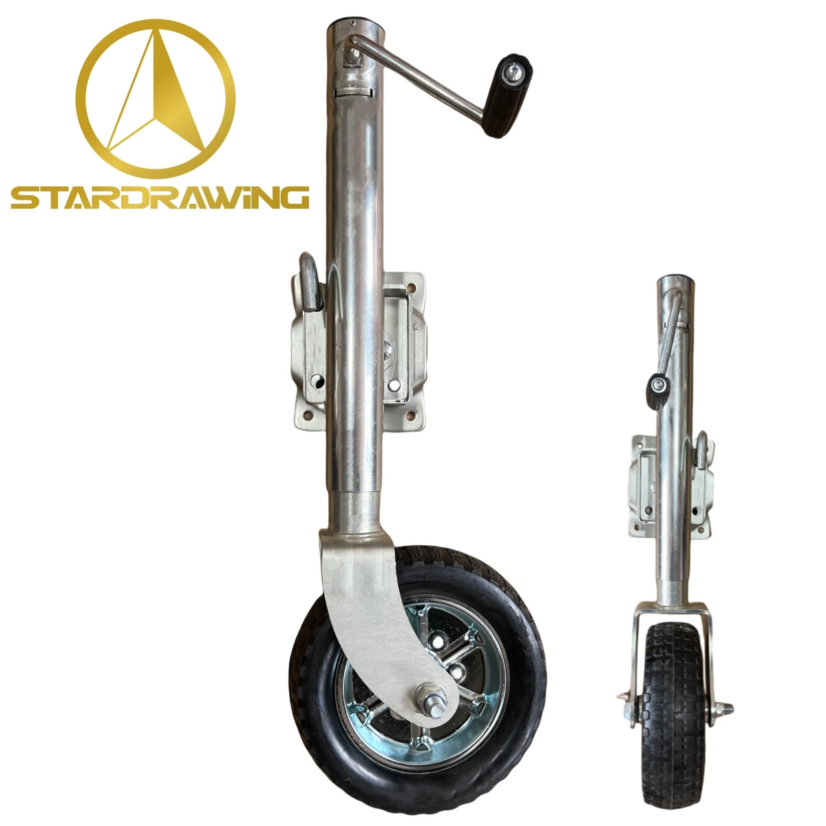 Stardrawing 254mm 10inch Fold Jockey Wheel Trailer Jack Caster 2000lbs Rubber Tire