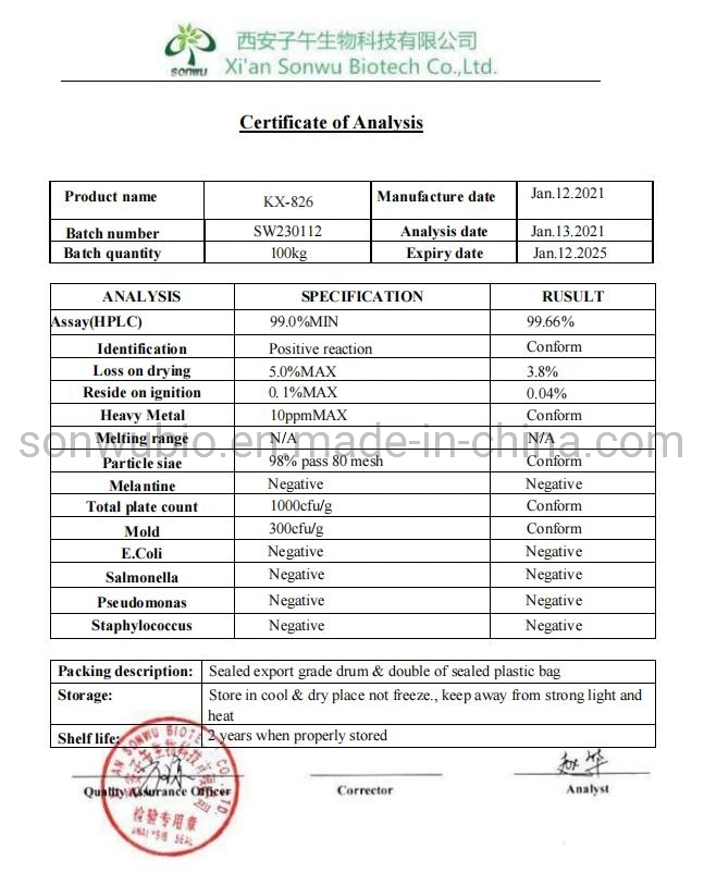 Sonwu Supply Raw Powder Kx-826 Pyrilutamide