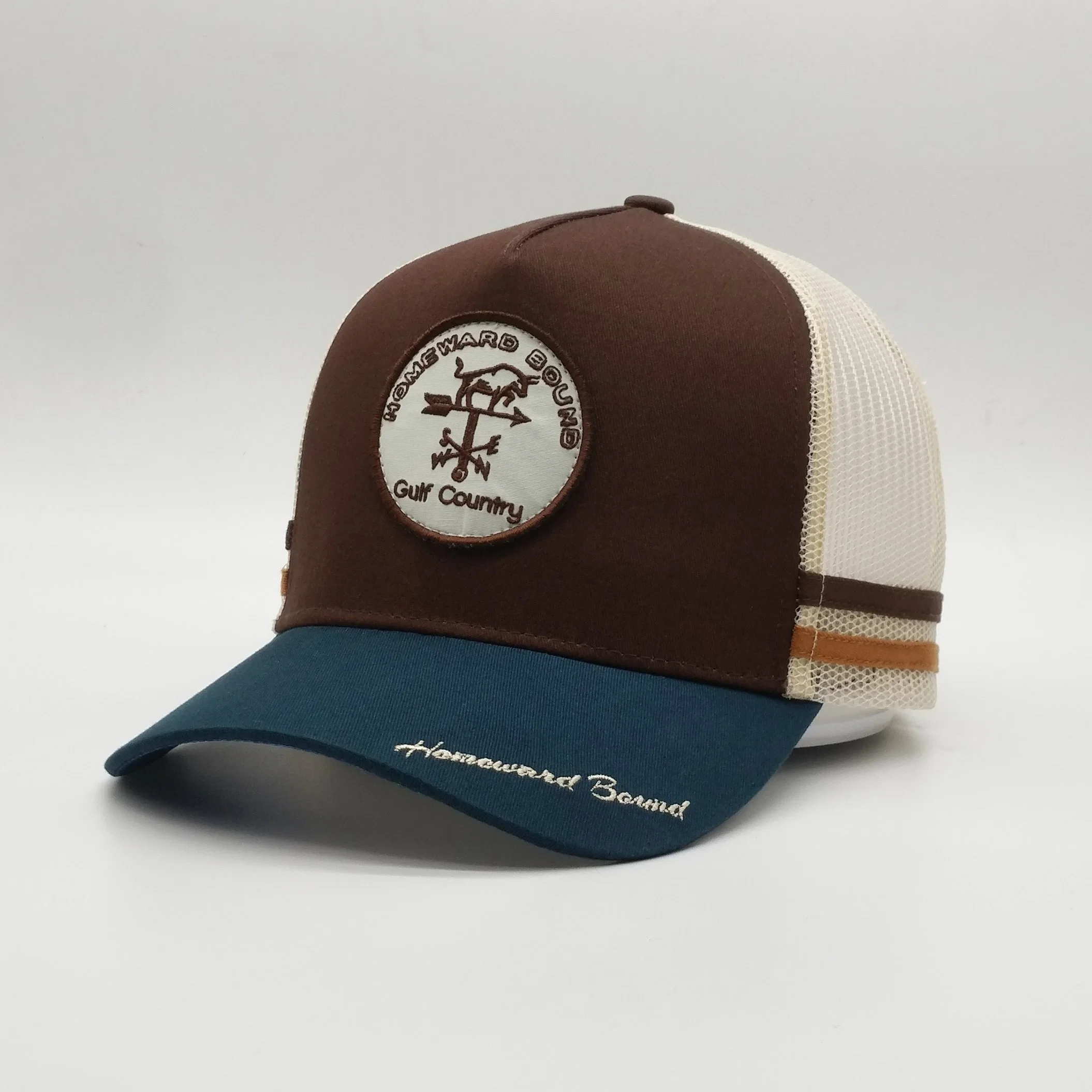 Custom Hohe Qualität Australian Land Hohe Profil 5 Panel 2 Gestreifte Hut Trucker Caps