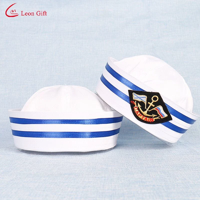 Mayorista de fábrica de uniformes de la tapa de logotipo personalizado Equipo Ceremonial Beret el rendimiento de los niños marinero vigorosa etapa blanco bordado Hat