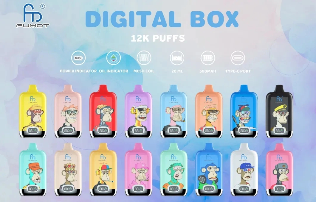 Fumot Digital Box Disposable Vape Pod E-Cigarettes 12000 Puffs with E Liquid and Power Indicator