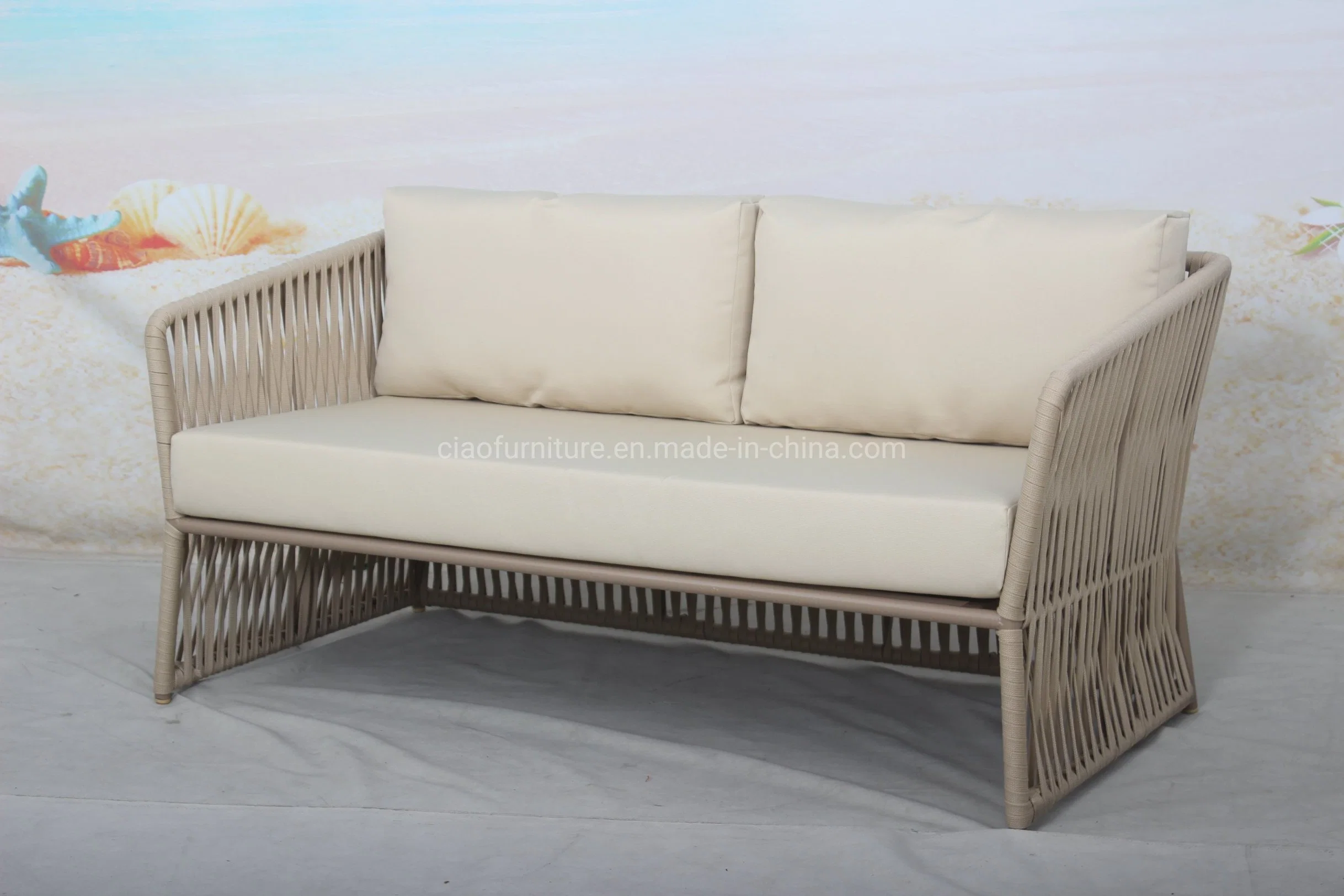 Aluminum Frame Woven Rope Round Sofa Set Aluminum Rope Garden Patio Sofa Set Rattan Outdoor Furniture