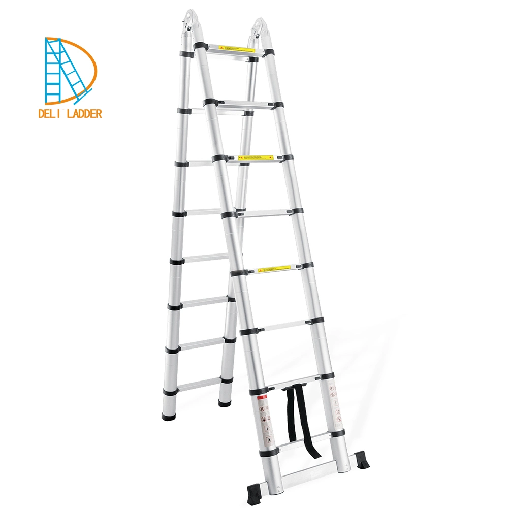 Deliladder 3.8m Multifunct Fold Step Telescopic Aluminium Ladder