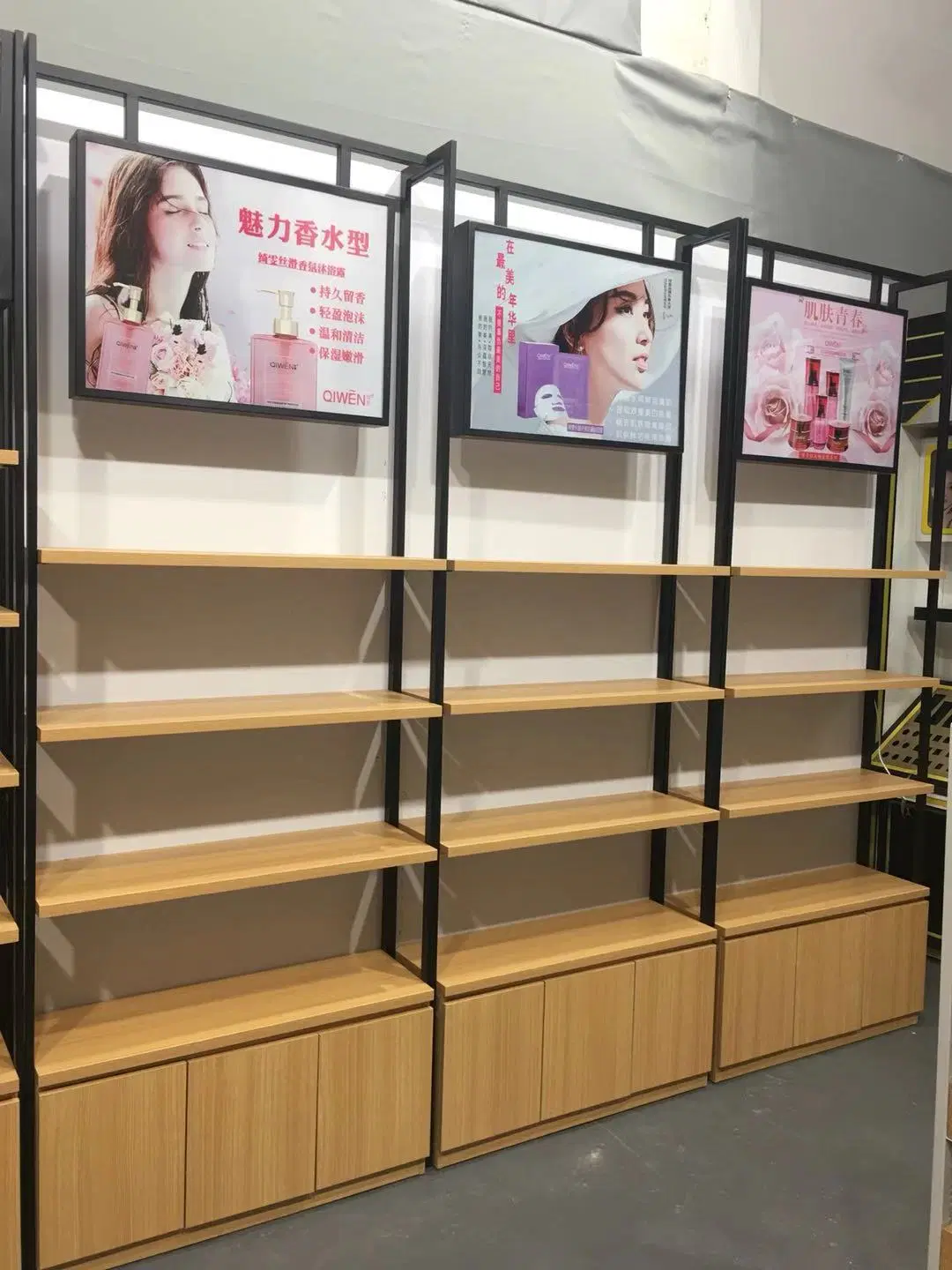 Shelves Fine Jewelry Store Side Cabinet High Cabinet Display Rack Hook Stationery Store Display Cabinet Steel and Wood Shelves