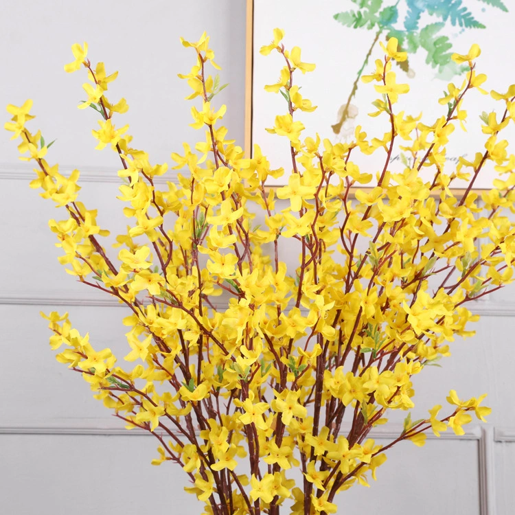 Single Stem Jasminum Flower Artificial Yellow Flower Arrangement for Decoration