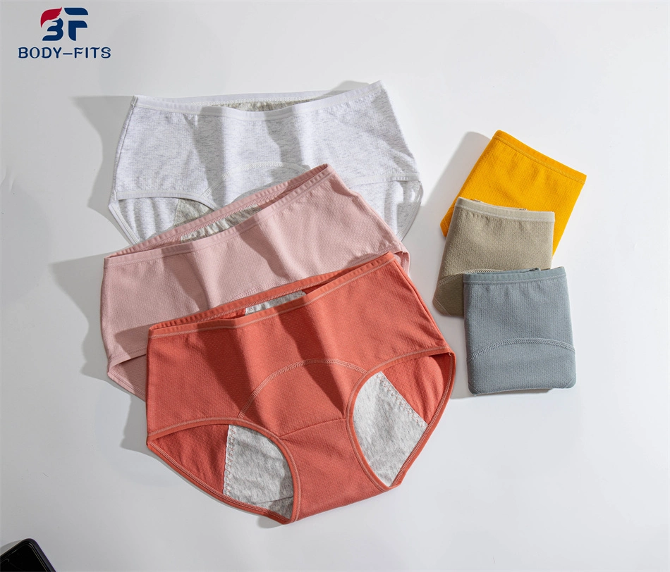 O algodão das mulheres à prova de vazamentos Período absorvente período menstrual Calcinha antimicrobiano período menstrual breve roupa interior