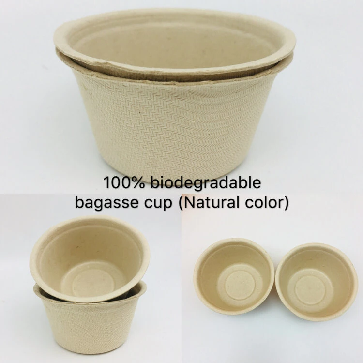 100% Biodegradable Recyclable Eco-Friendly Bagasse Sugarcane Paper Pulp Cups