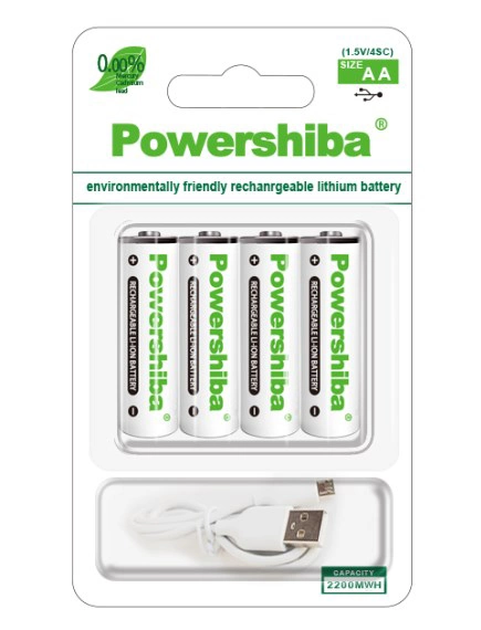 1.5V Fast Rechargeable AA USB Battery with Type C Port 2200mwh 1.5V Battery Lithium Battery