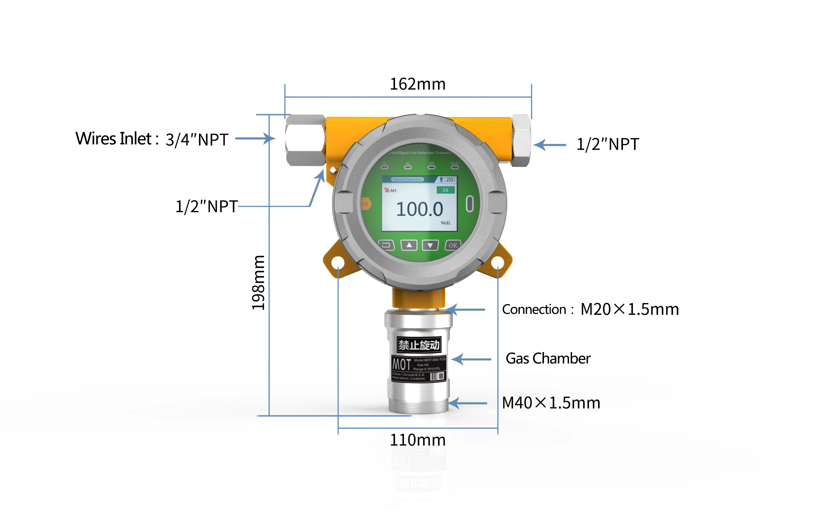 IP66 Online/Fixed/Wall Mounted Propane Gas Detector (C3H8)