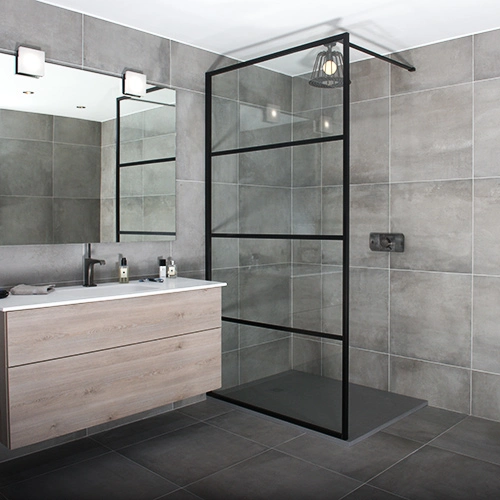 Wholesale/Supplier Bathroom 8mm Glas Black Walk in Shower Screen Designs Easy Clean
