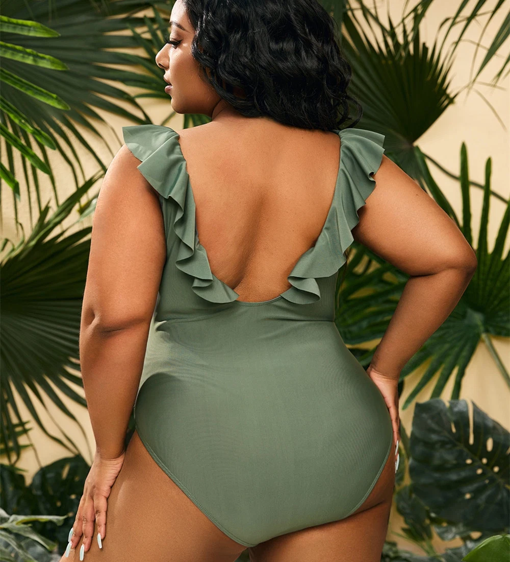 Plus Size One Piece Conservative Ladies Swimsuit Bikini Beach Swimwear