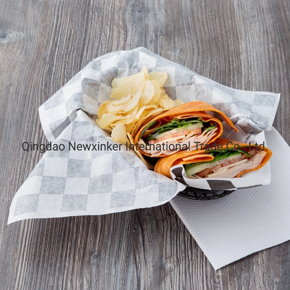 Food Grease Proof Custom Coloured Logo Printed Butter Hamburger Sandwich Packaging Wrapping Paper