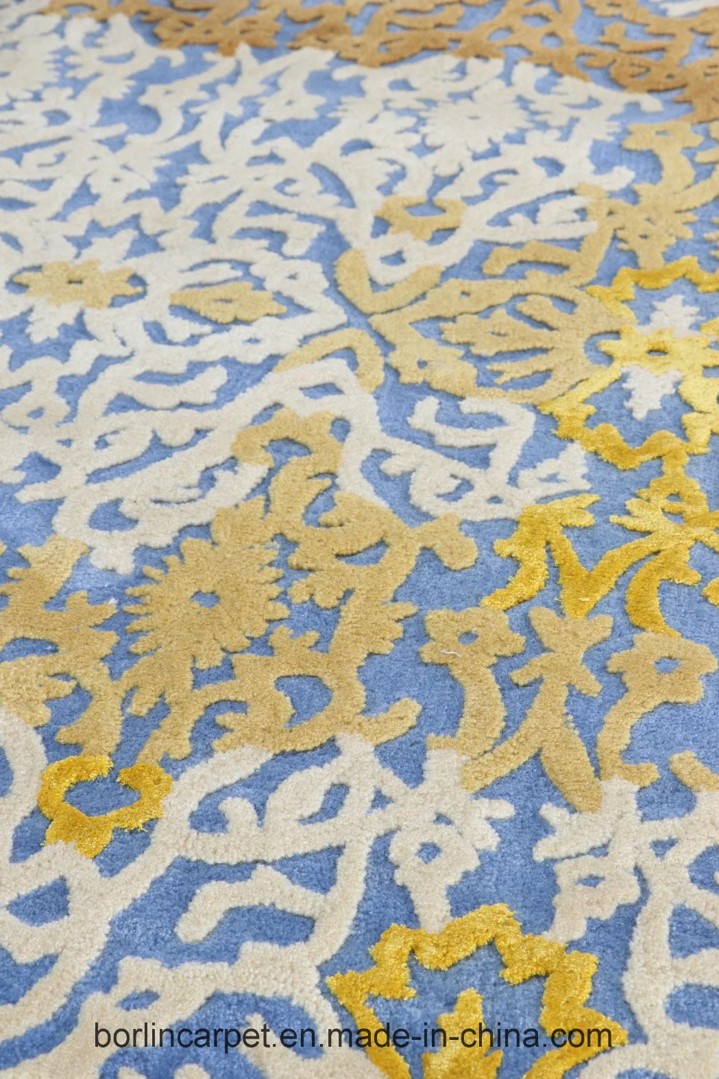 Bamboo Silk Carpet and Rug 9'*12'blue and Yellow