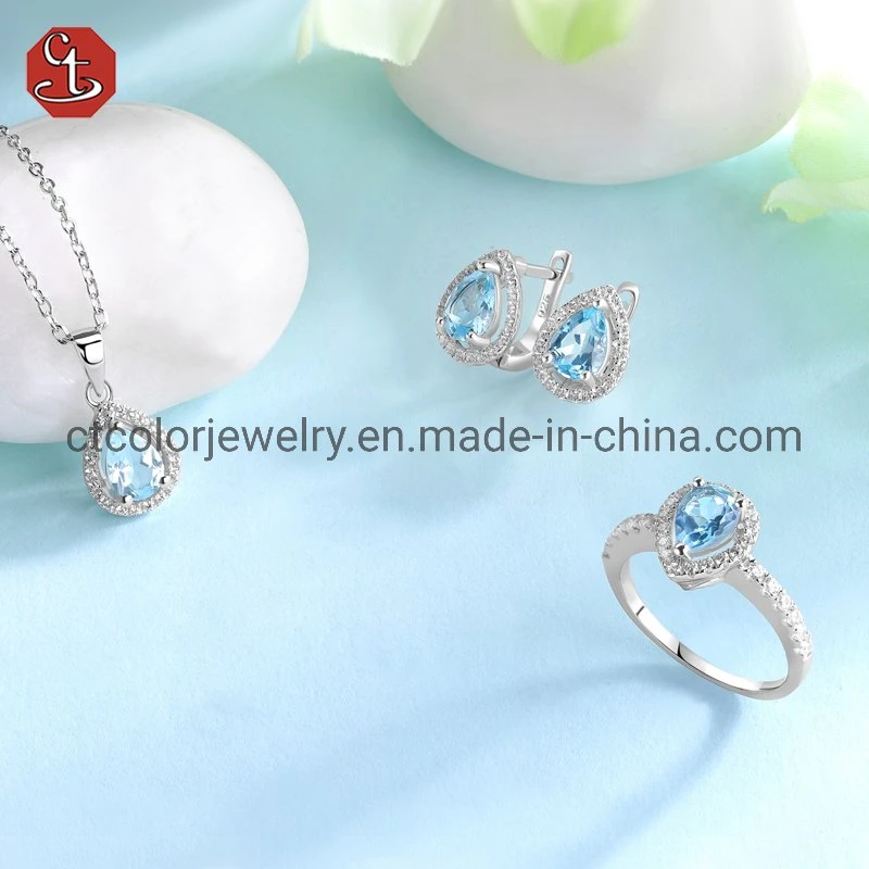 2022 High quality/High cost performance  Fashion Jewelry Set Necklace Earring Ring Diamond Crystal Jewelry Set