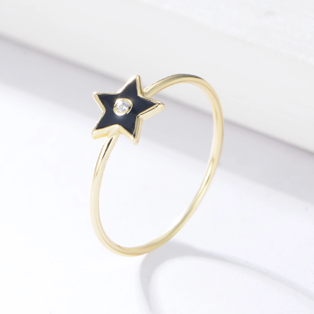 Trendy Simple Women Gold Plated Jewellery Christmas Gift Enamel Star Rings