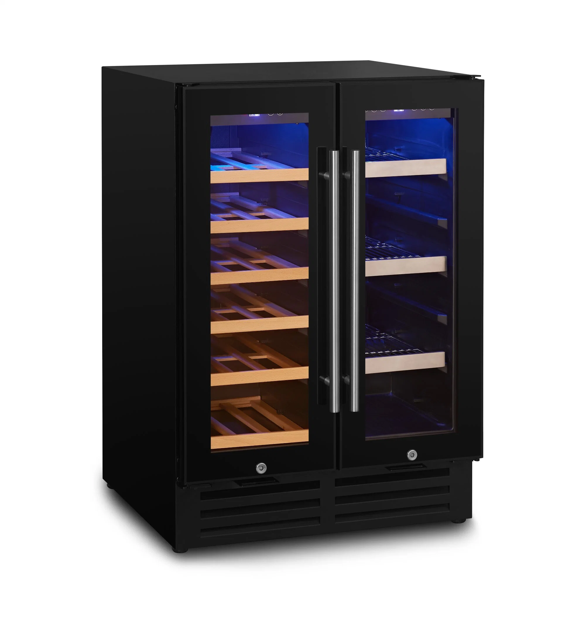 Venta caliente Doble Puerta de vidrio nevera de vino nevera Acero inoxidable Wine Showcase Chiller de vino eléctrico