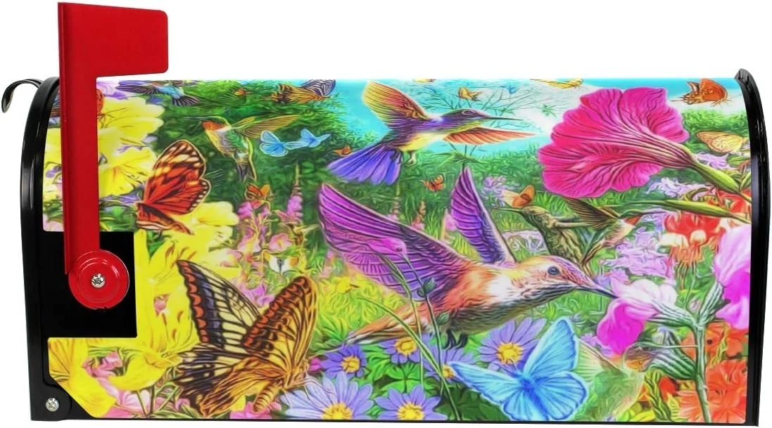 Garden Decoration Birds Flowers Butterfly Magnetic Mailbox Cover Mailwraps Garden Yard Home Decor for Outside