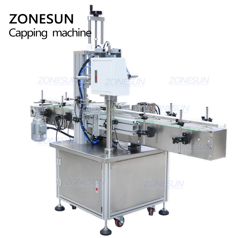 Zonesun Pneumatic Plastic Square Round Glass Bottles Hand Sanitizer Screw Automatic Bottle Capping Machine