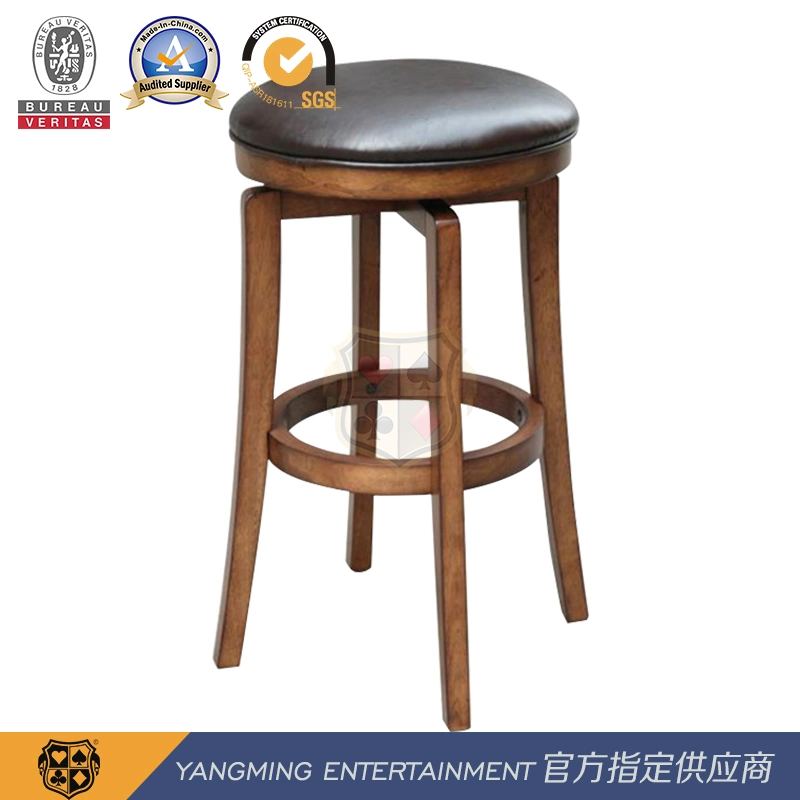 Original Wood Color Solid Wood Retro American Bar Chair Round Leather Poker Table Table Casino Bar Chair Ym-Dk01