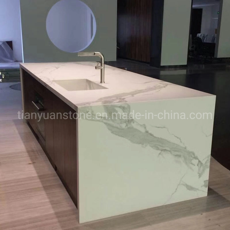 La pierre naturelle préfabriqué artificiel blanc de Carrare Engineered Quartz Stone/Surface solide/granit/comptoir en marbre pour la cuisine et salle de bains