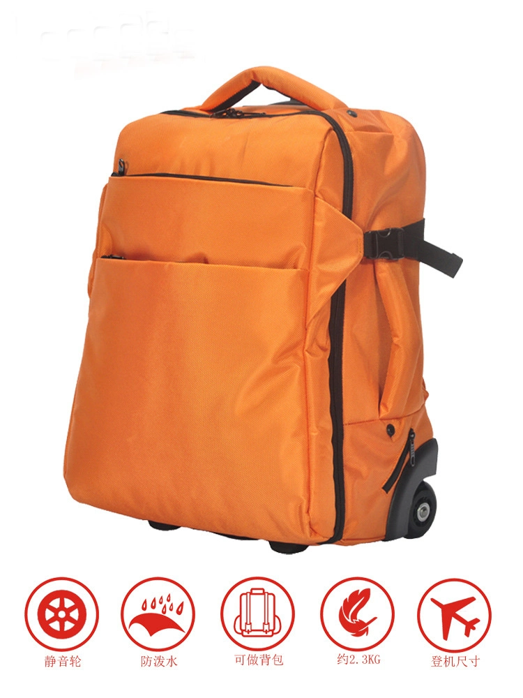 Water Resistant Carry-on Trolley Luggage Business Backpack with 2 Wheels and Laptop Holder