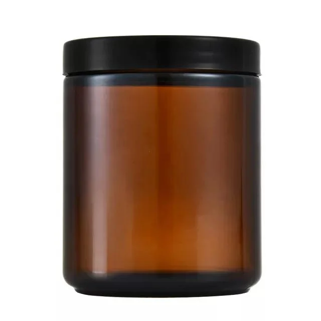 Wholesale Glass Candle Jars Amber Blue Transparent Glass Jar with Plastic Cover