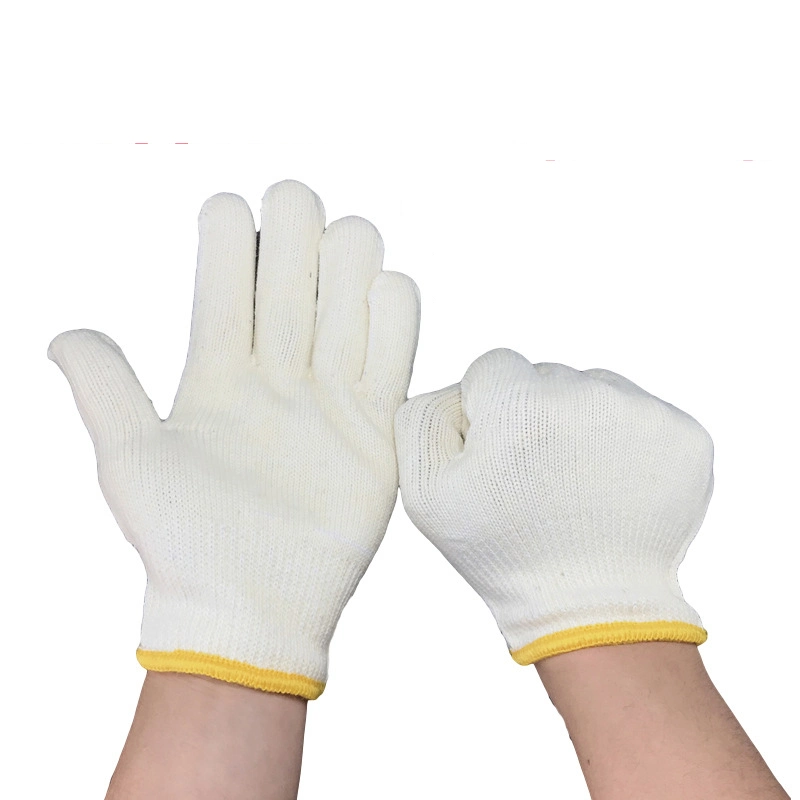 Nylon 7/10 Gauge Natural Bleached White Knitted Work Hand Protection Safety Gloves