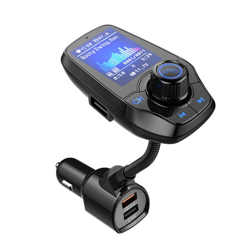 USB QC3.0 Car MP3 Player FM Transmitter Car Charger with 1.8&prime; &prime; TFT Color Display