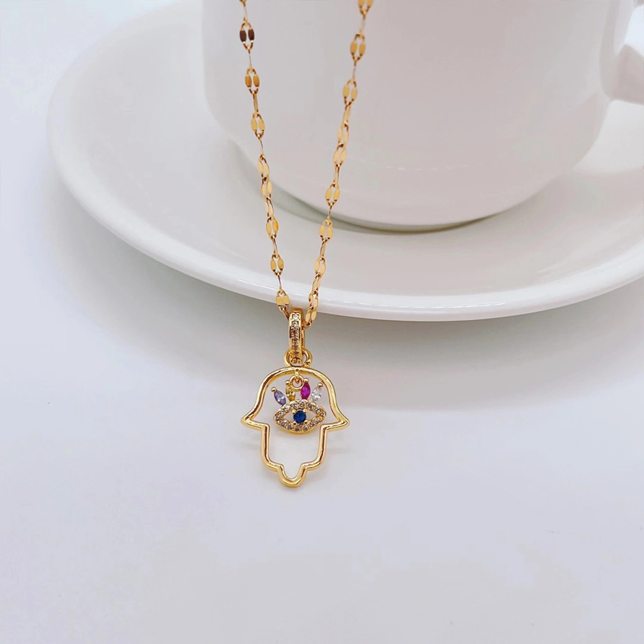 18K Gold Devil's Eye Diamond Pendant Necklace