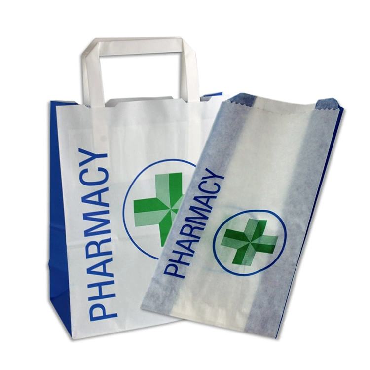 Custom Cats Dogs Veterinary Medicine Drug to-Go Service Transport Packing Packaging Paper Bag for Pharmacy