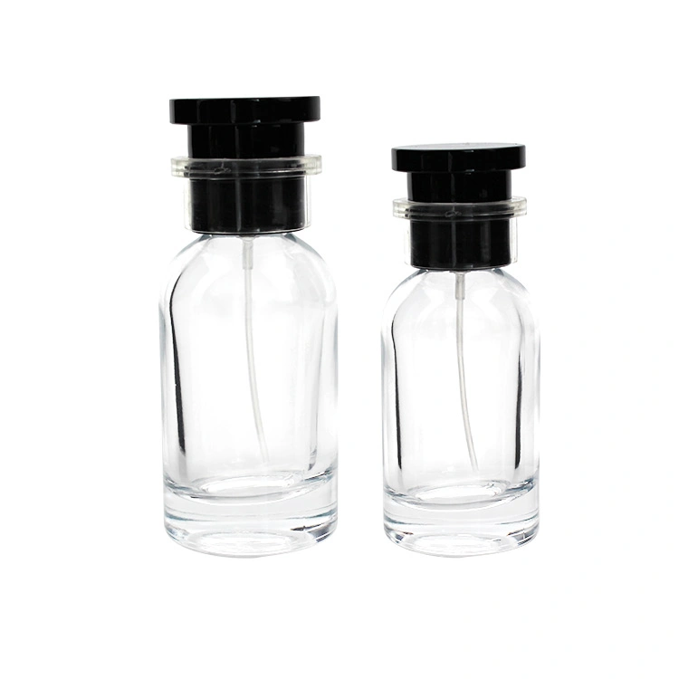 Flacon de parfum en verre rond de 30 ml 50 ml 100 ml en stock avec Couvercle noir