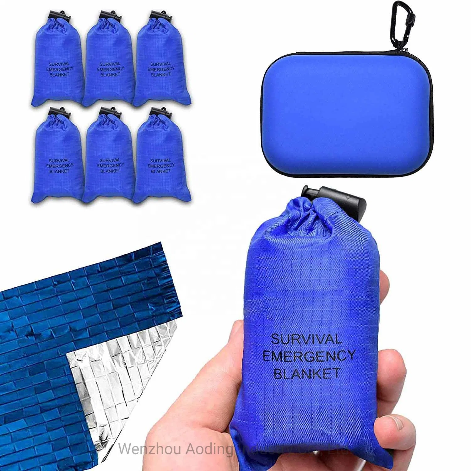 OEM 4 Pack /6 Pack Suit Blue Survival Gear Space Blanket Mylar Pet Thermal Foil Emergency Blanket for Outdoor