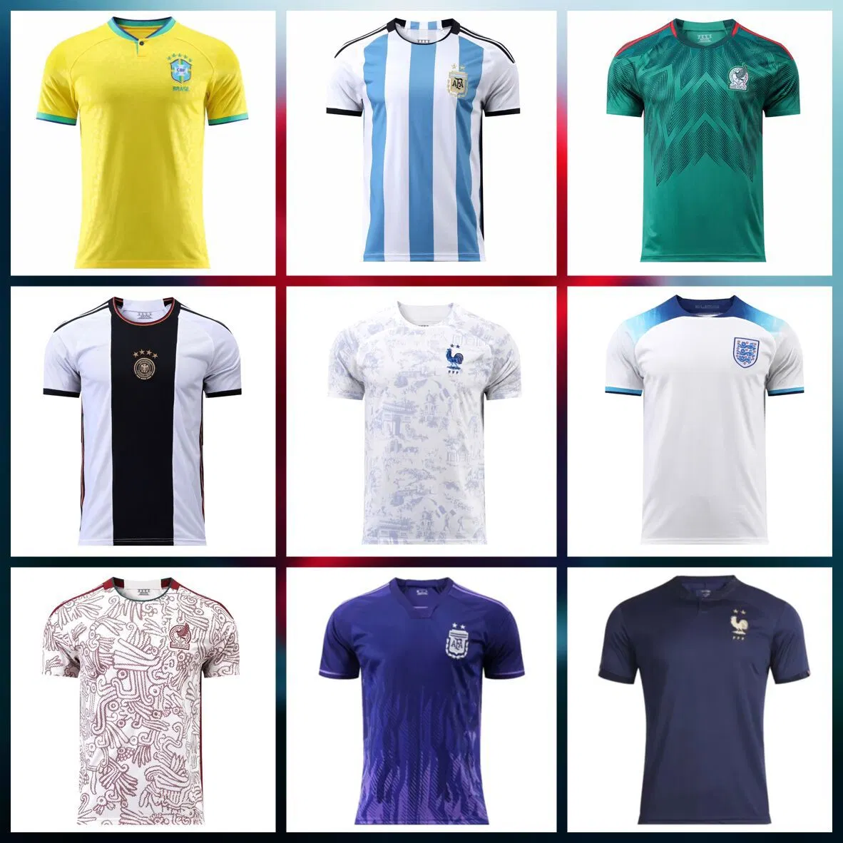 New Brazil Argentina Mexico England Home and Away Adult Football Soccer Shirt