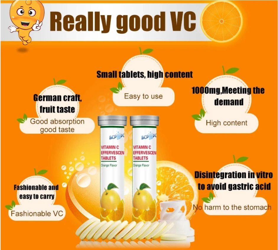 OEM/ODM Immunity Enhancing Health Care Vc and Zinc Vitamin C Collagen Bubble Agent Multivitamin Tablets Food Supplements