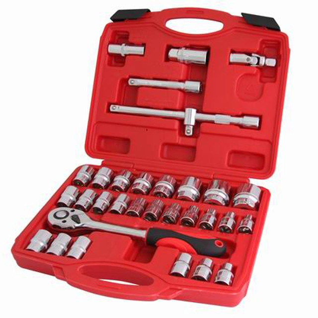 Kinbox 34PCS 1/2"Dr. Socket Wrench Set Hard Carry Case