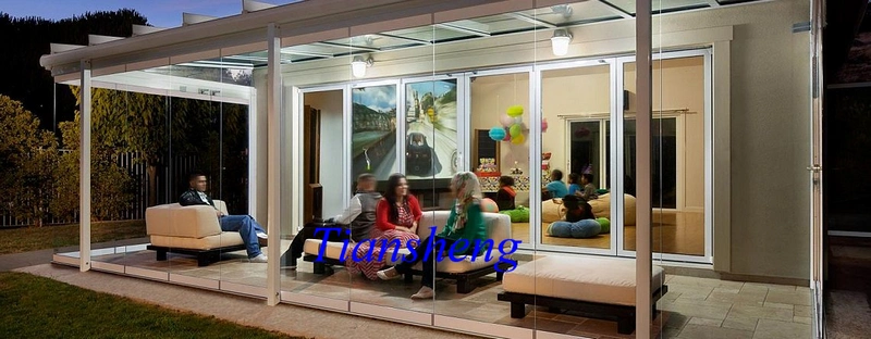 Moveable Frameless Glass Partition Folding Door