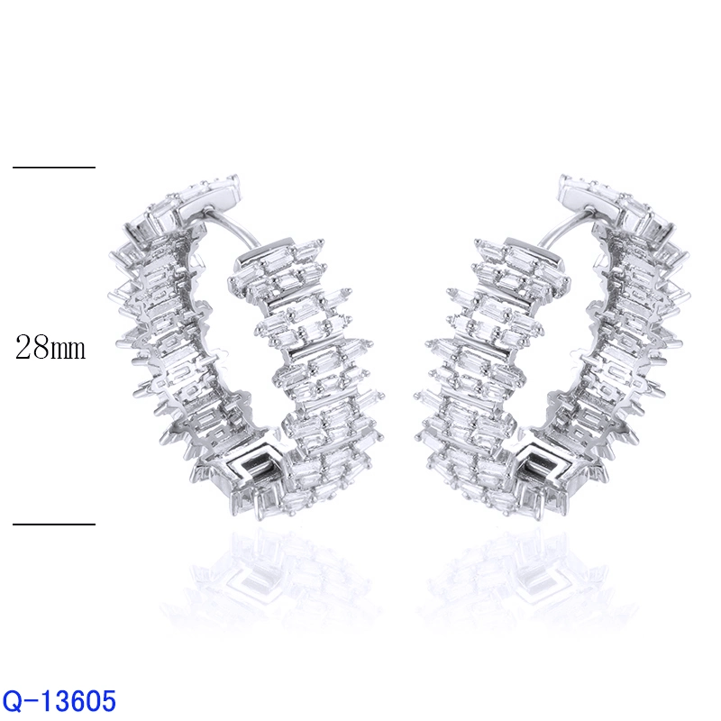 New Model 925 Sterling Silver Jewelry CZ Large Hoop Earrings for Women