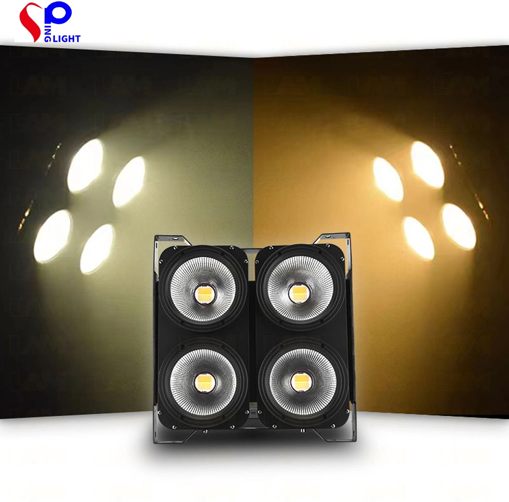 Luz de palco 4 olhos 4 * 100W DMX512 COB Strobe Blinder público Luz de pedido de autorização prévia (par) LED para iluminação de fase