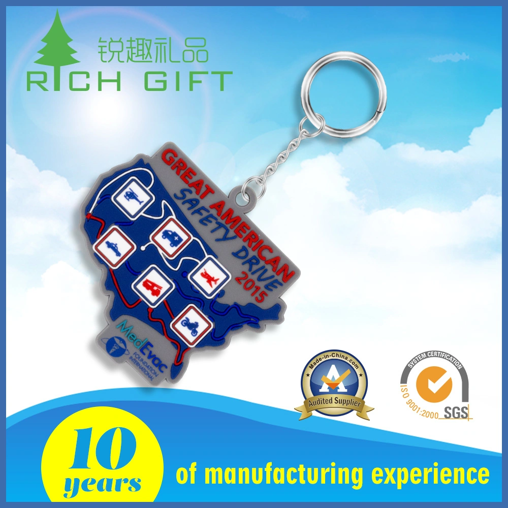 Factory Wholesale/Supplier Custom PVC Rubber Number Letter Keychain 3D Company Logo Rubber Keyring