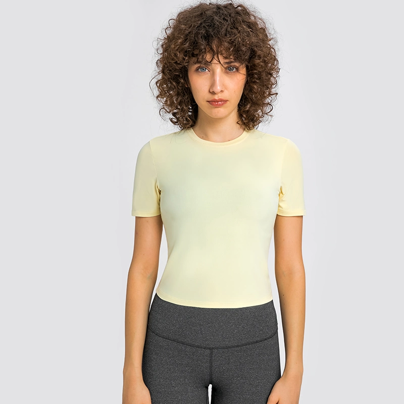 Women New Pure Color Simple Back Midline Split Yoga Wear Fashion Versatile Outside Wear Leisure Sportswear