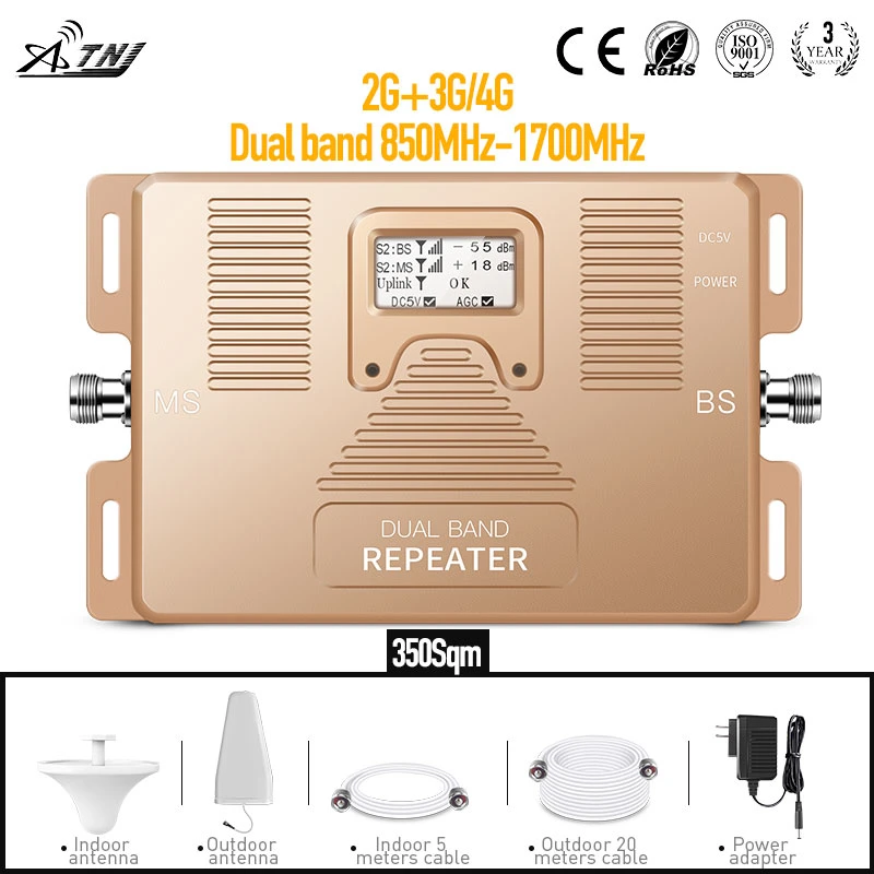 Doble banda 850/1700MHz 2G 3G 4G Móvil Amplificador de señal